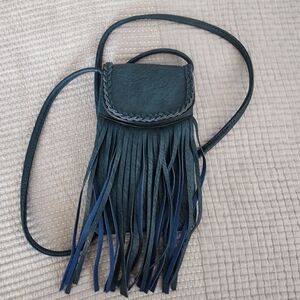 Mellow World Small Blue Fringe Crossbody